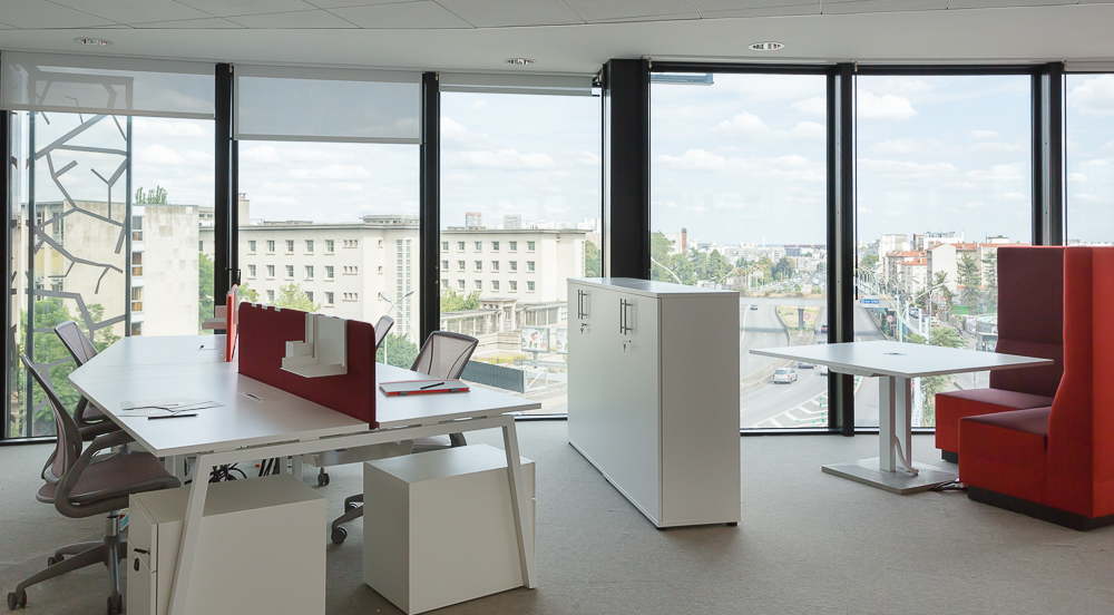 Aménagement d'open space avec panneaux acoustique - Réalisation TNS - Paris