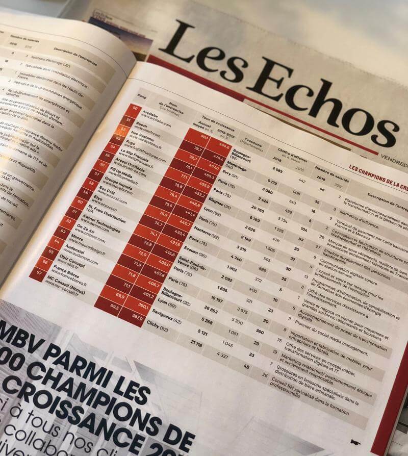 Les Echos classement entreprises en forte croissance