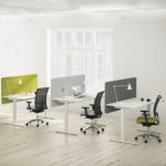 Workstation desk / powder-coated steel / melamine / contemporary