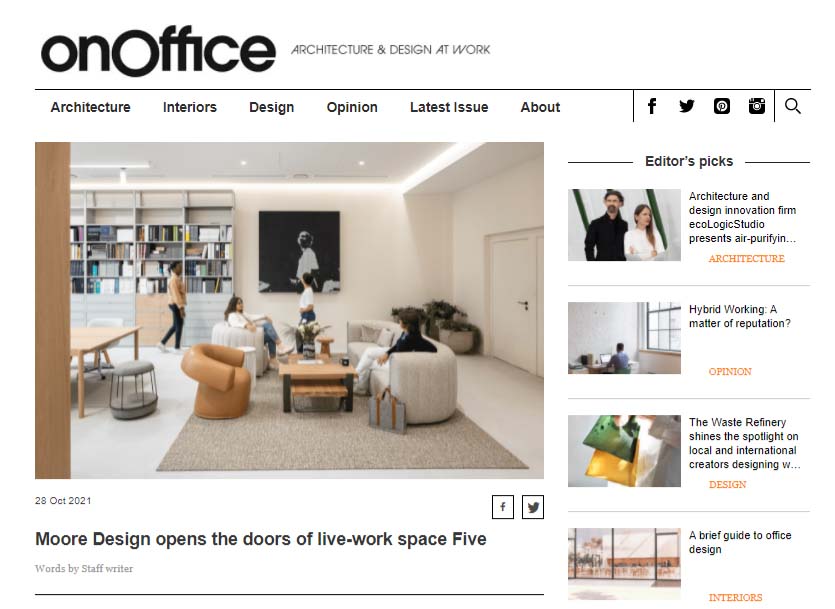 Article MOORE Design X On Office Magazine