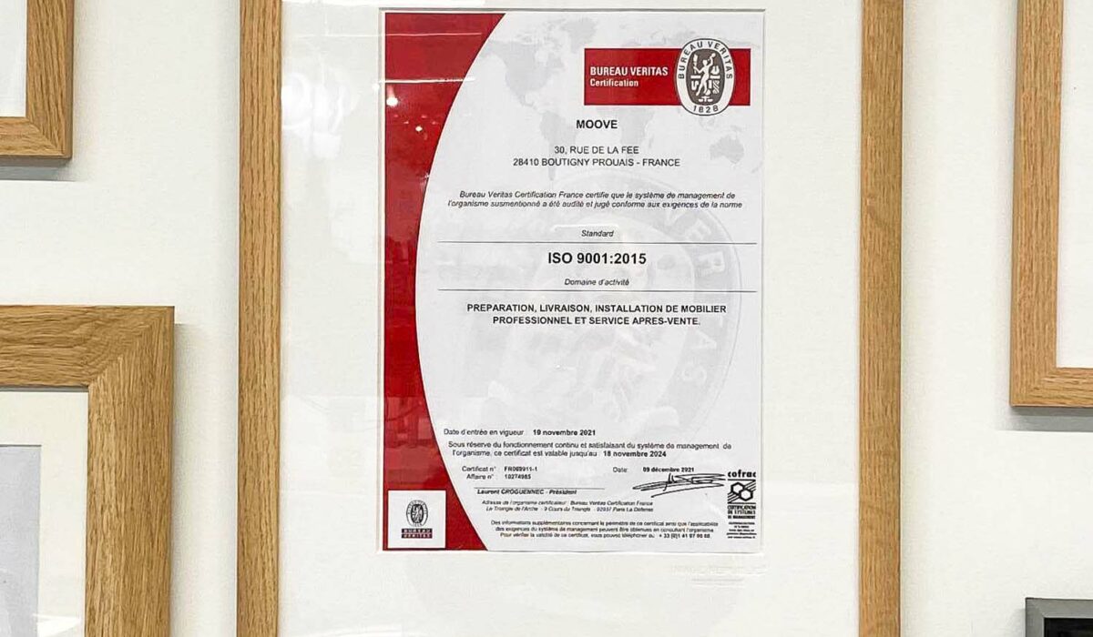 Certification ISO 9001 MOOVE