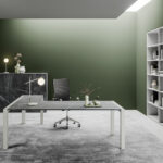 BUREAU EN VERRE IMPRIME BRILLANT STONE GREY BY PROF OFFICE